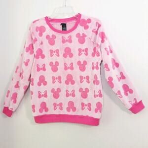 Disney pink furry fleece embossed sweatshirt M